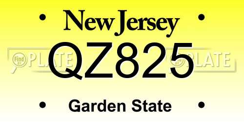QZ825 New Jersey License Plate