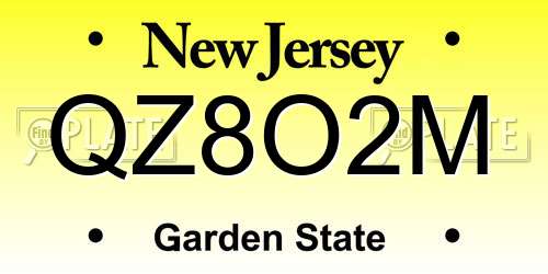 QZ8O2M New Jersey License Plate