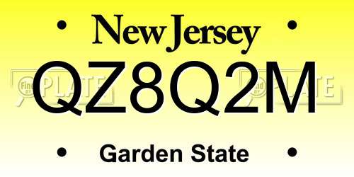 QZ8Q2M New Jersey License Plate