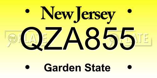 QZA855 New Jersey License Plate