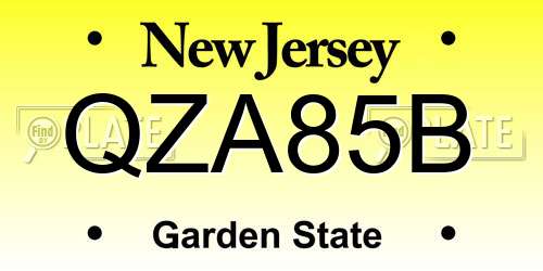 QZA85B New Jersey License Plate