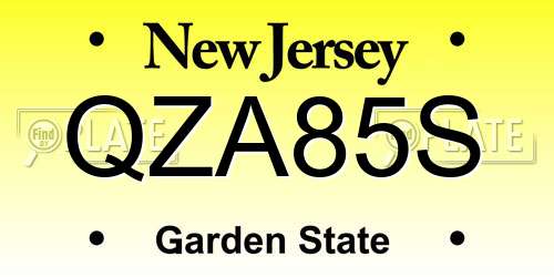 QZA85S New Jersey License Plate