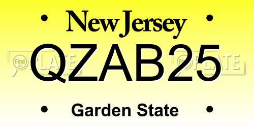 QZAB25 New Jersey License Plate