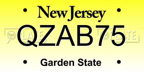 QZAB75 New Jersey License Plate