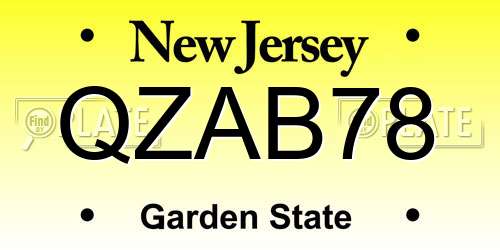 QZAB78 New Jersey License Plate