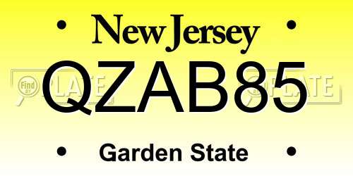QZAB85 New Jersey License Plate
