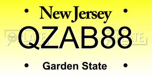 QZAB88 New Jersey License Plate