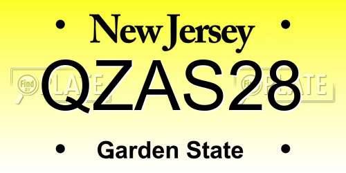 QZAS28 New Jersey License Plate