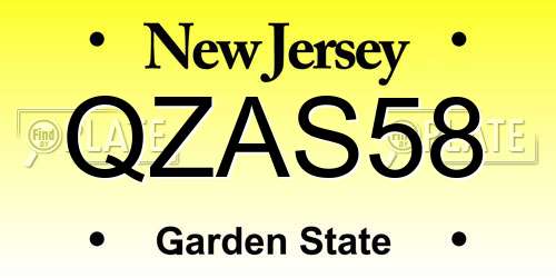 QZAS58 New Jersey License Plate