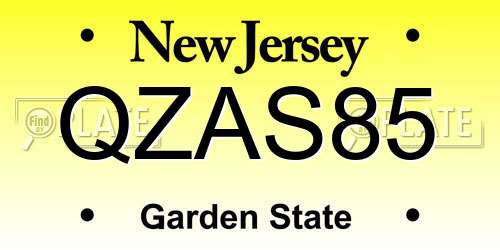 QZAS85 New Jersey License Plate