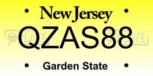 QZAS88 New Jersey License Plate