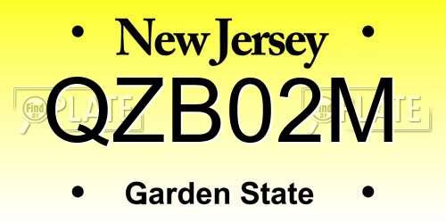 QZB02M New Jersey License Plate