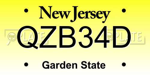 QZB34D New Jersey License Plate