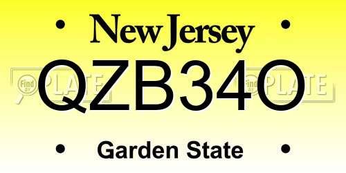QZB34O New Jersey License Plate