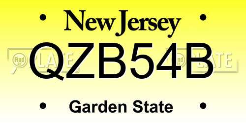 QZB54B New Jersey License Plate