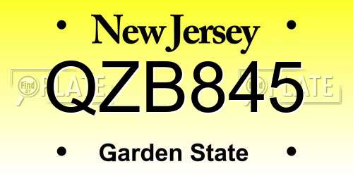 QZB845 New Jersey License Plate