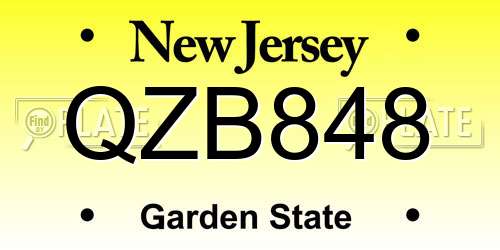 QZB848 New Jersey License Plate