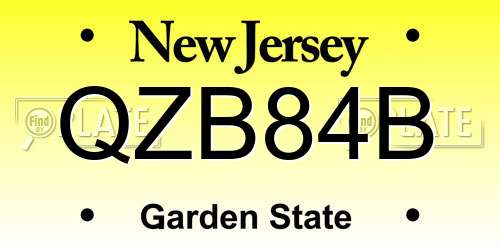 QZB84B New Jersey License Plate