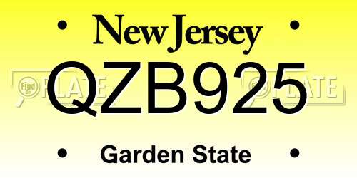 QZB925 New Jersey License Plate