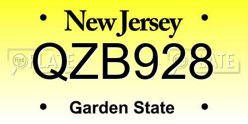 QZB928 New Jersey License Plate