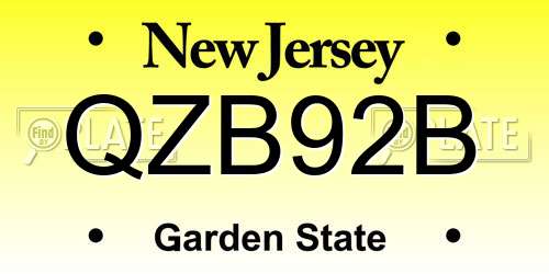 QZB92B New Jersey License Plate