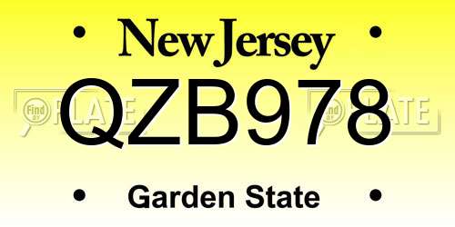 QZB978 New Jersey License Plate