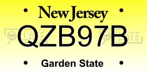 QZB97B New Jersey License Plate