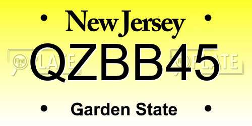 QZBB45 New Jersey License Plate