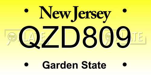 QZD809 New Jersey License Plate