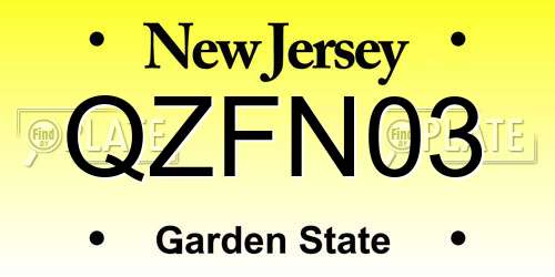 QZFN03 New Jersey License Plate