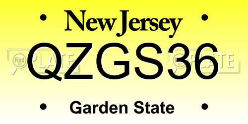 QZGS36 New Jersey License Plate