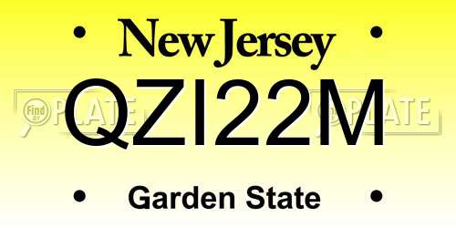 QZI22M New Jersey License Plate