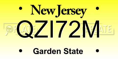 QZI72M New Jersey License Plate