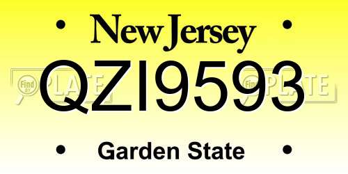 QZI9593 New Jersey License Plate
