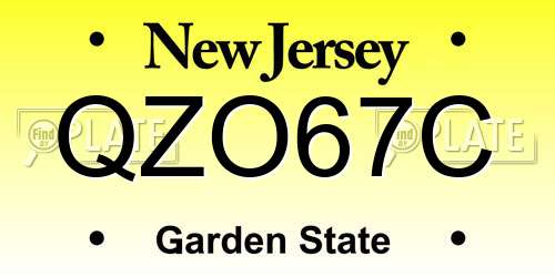 QZO67C New Jersey License Plate