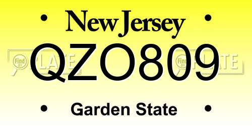 QZO809 New Jersey License Plate