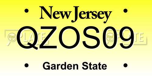 QZOS09 New Jersey License Plate
