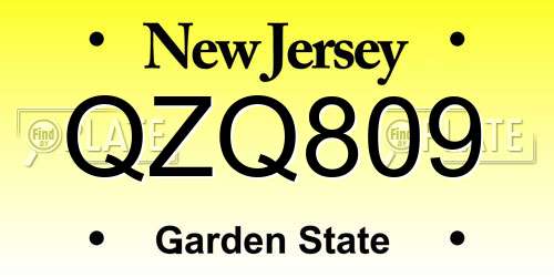 QZQ809 New Jersey License Plate