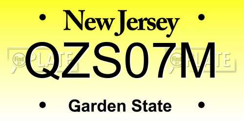 QZS07M New Jersey License Plate