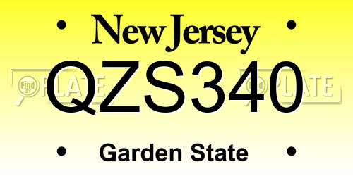 QZS340 New Jersey License Plate