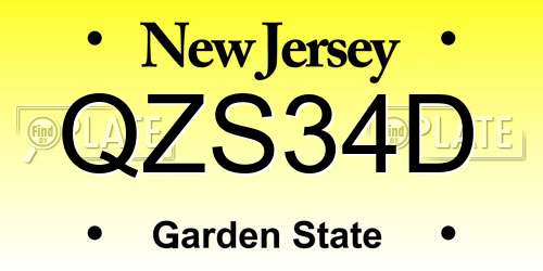 QZS34D New Jersey License Plate