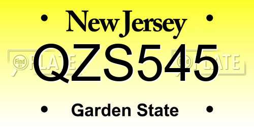 QZS545 New Jersey License Plate