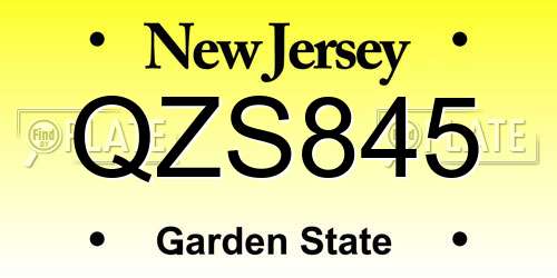 QZS845 New Jersey License Plate