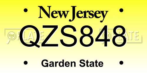 QZS848 New Jersey License Plate