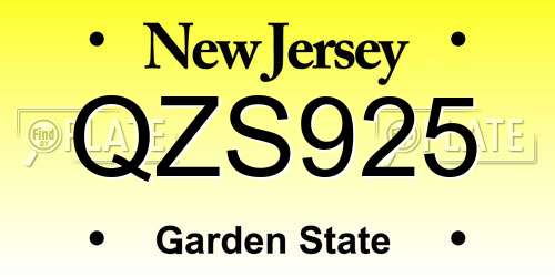 QZS925 New Jersey License Plate