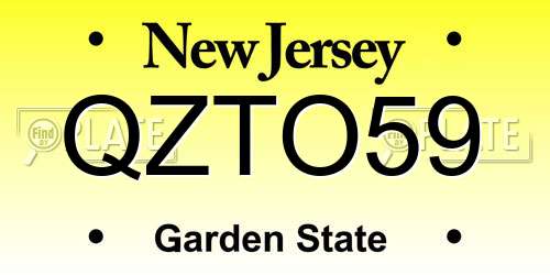 QZTO59 New Jersey License Plate