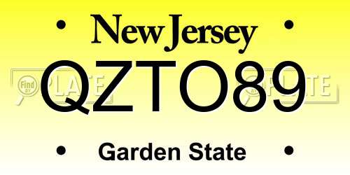 QZTO89 New Jersey License Plate