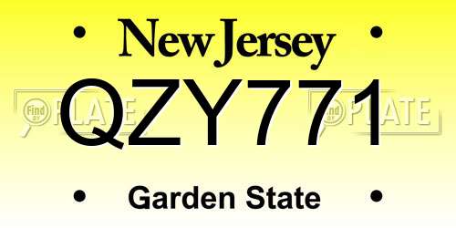 QZY771 New Jersey License Plate