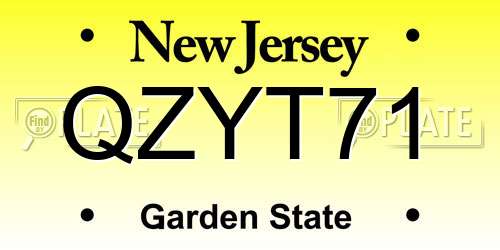 QZYT71 New Jersey License Plate