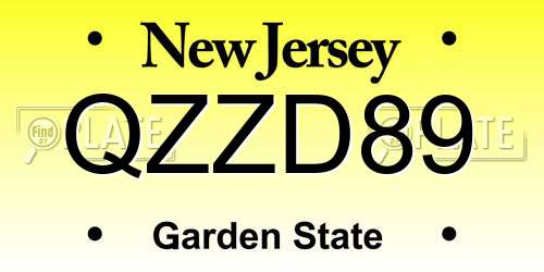 QZZD89 New Jersey License Plate